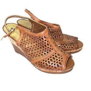 Connie Nakita Cork Wedge Size 9.5 Women's Sandal Shoe Tan Brown